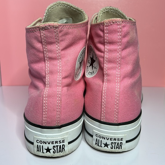 Converse Pink Canvas High-Tops platform women’s 10.5 men’s 8.5 - Picture 4 of 7